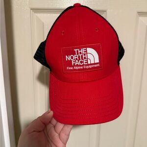 The North Face Red and Black Logo Cap